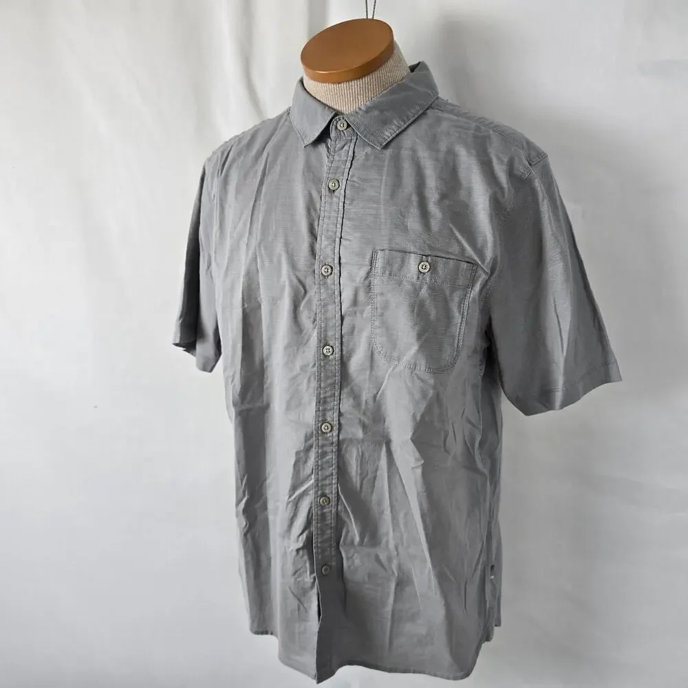 The North Face Button Down Shirt Men's L Gray Short Sleeve Collar Pocket